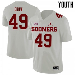 Youth Oklahoma Sooners #49 Andrew Crow White Jordan Brand Football Jerseys 452674-423