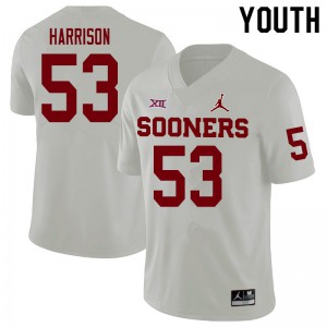 Youth OU Sooners #53 Anton Harrison White NCAA Jerseys 465063-788