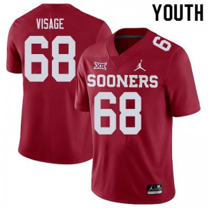 Youth OU Sooners #68 Ayden Visage Crimson Embroidery Jerseys 114851-393