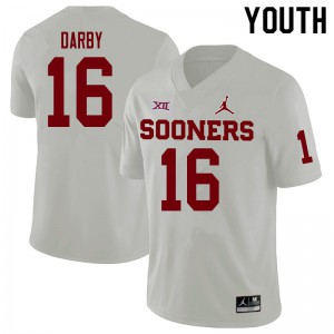 Youth Oklahoma Sooners #16 Brian Darby White Official Jersey 908258-372