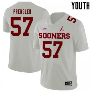 Youth OU Sooners #57 Brock Prengler White Jordan Brand NCAA Jerseys 564358-715