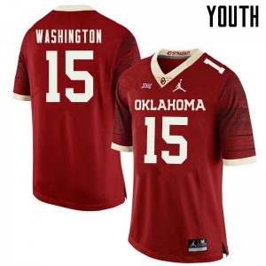 Youth Oklahoma #15 Bryson Washington Retro Red Jordan Brand Throwback High School Jersey 338983-536