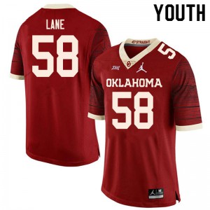 Youth OU #58 Ethan Lane Retro Red Throwback Embroidery Jerseys 346799-857
