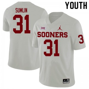 Youth Oklahoma Sooners #31 Jackson Sumlin White Stitch Jersey 173816-181