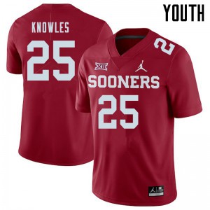 Youth Sooners #25 Jaden Knowles Crimson Jordan Brand Stitch Jersey 298133-557