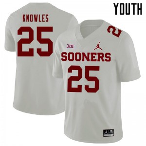 Youth Sooners #25 Jaden Knowles White Jordan Brand NCAA Jersey 892517-813