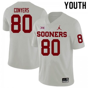 Youth OU #80 Jalin Conyers White Embroidery Jerseys 689356-703