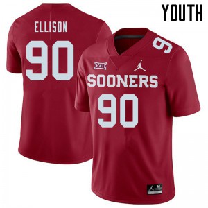 Youth OU #90 Josh Ellison Crimson Jordan Brand Stitched Jerseys 855410-464