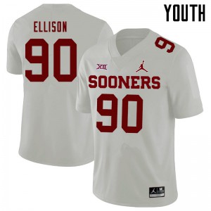 Youth OU Sooners #90 Josh Ellison White Jordan Brand Football Jersey 276014-588