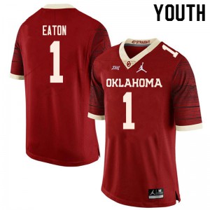 Youth Oklahoma Sooners #1 Joshua Eaton Retro Red Throwback Embroidery Jersey 895584-555
