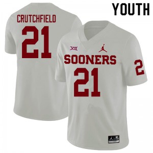 Youth Oklahoma Sooners #21 Marcellus Crutchfield White High School Jersey 828421-755