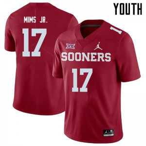 Youth OU Sooners #17 Marvin Mims Crimson Jordan Brand Stitch Jersey 451967-500