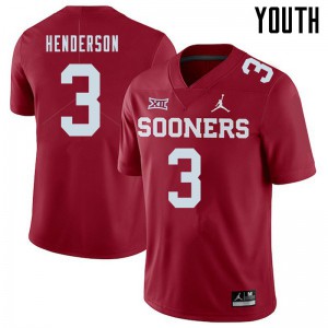 Youth OU #3 Mikey Henderson Crimson Jordan Brand Embroidery Jerseys 813779-708