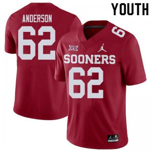 Youth Sooners #62 Nate Anderson Crimson Stitch Jerseys 139504-337