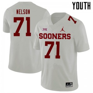 Youth Sooners #71 Noah Nelson White Jordan Brand Player Jersey 477026-922