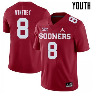Youth Oklahoma Sooners #8 Perrion Winfrey Crimson Jordan Brand Player Jerseys 367340-767