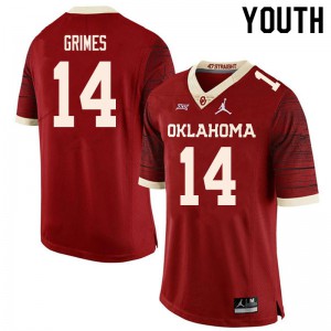 Youth OU Sooners #14 Reggie Grimes Retro Red Throwback High School Jersey 744710-856