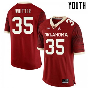 Youth Oklahoma Sooners #35 Shane Whitter Retro Red Jordan Brand Throwback Embroidery Jersey 653162-266