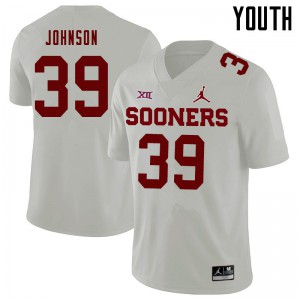 Youth Oklahoma Sooners #39 Stephen Johnson White Jordan Brand College Jerseys 293263-584