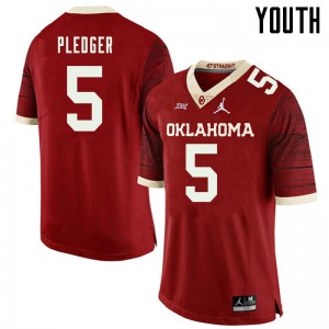 Youth Oklahoma #5 T.J. Pledger Retro Red Jordan Brand Throwback Football Jerseys 623163-110
