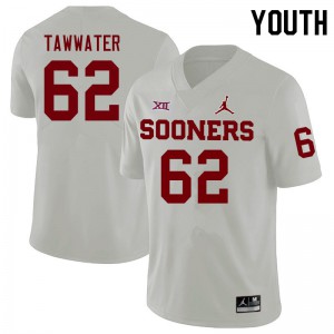 Youth OU Sooners #62 Ben Tawwater White Embroidery Jerseys 735582-997