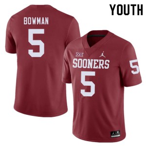 Youth OU Sooners #5 Billy Bowman Crimson University Jersey 361411-784