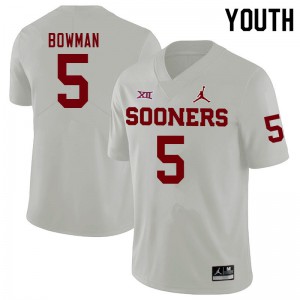 Youth Sooners #5 Billy Bowman White NCAA Jerseys 369520-324