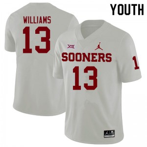 Youth Oklahoma Sooners #13 Caleb Williams White Embroidery Jerseys 358574-617