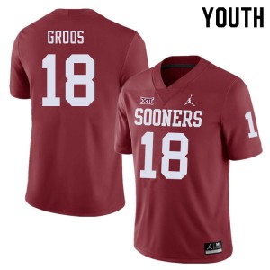 Youth Sooners #18 Carsten Groos Crimson Alumni Jersey 875804-908