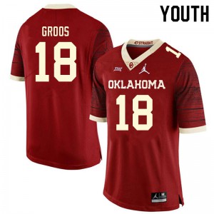 Youth OU Sooners #18 Carsten Groos Retro Red Throwback High School Jersey 849631-516