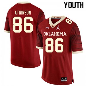 Youth Oklahoma #86 Colt Atkinson Retro Red Throwback Embroidery Jerseys 519537-879