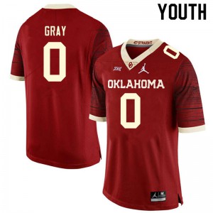 Youth Oklahoma Sooners #0 Eric Gray Retro Red Throwback Stitch Jersey 581956-459