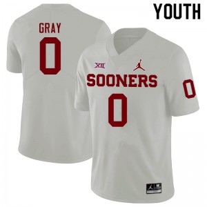 Youth OU Sooners #0 Eric Gray White Stitched Jerseys 193595-573