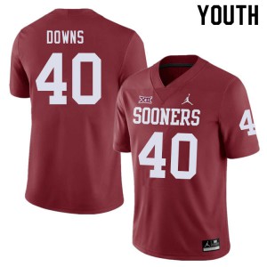 Youth Sooners #40 Ethan Downs Crimson University Jersey 309400-928