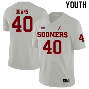 Youth OU Sooners #40 Ethan Downs White Football Jersey 411755-477