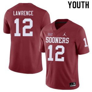 Youth Sooners #12 Key Lawrence Crimson University Jerseys 485118-783