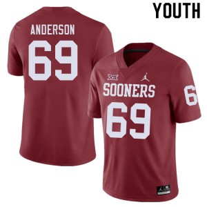 Youth OU Sooners #69 Nate Anderson Crimson Stitch Jerseys 827252-423