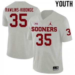 Youth Sooners #35 Nathan Rawlins-Kibonge White Official Jerseys 612601-642