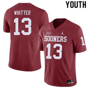 Youth OU Sooners #13 Shane Whitter Crimson Embroidery Jerseys 590505-314