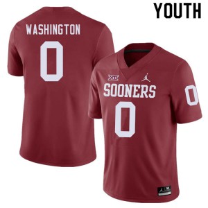 Youth Oklahoma #0 Woodi Washington Crimson Stitched Jerseys 776687-973