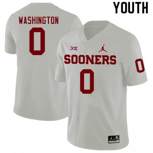 Youth Oklahoma Sooners #0 Woodi Washington White Stitch Jersey 464273-317
