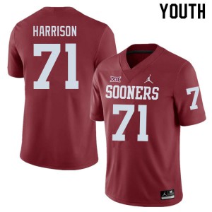 Youth OU Sooners #71 Anton Harrison Crimson Embroidery Jerseys 426579-921