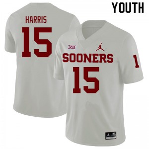 Youth Oklahoma #15 Ben Harris White Football Jerseys 337963-276