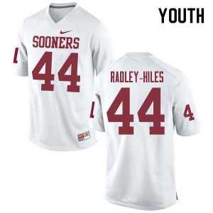 Youth Sooners #44 Brendan Radley-Hiles White Stitch Jersey 341643-340