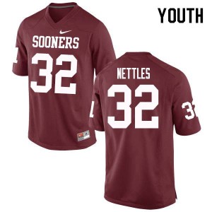 Youth Oklahoma Sooners #32 Caleb Nettles Crimson Embroidery Jersey 333319-351