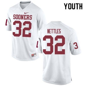 Youth OU #32 Caleb Nettles White College Jersey 333045-813