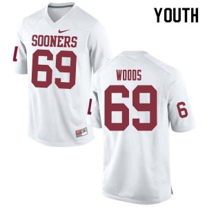 Youth OU Sooners #69 Clayton Woods White Football Jersey 233222-526