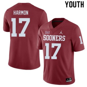 Youth Sooners #17 Damond Harmon Crimson Alumni Jerseys 573073-962