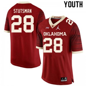 Youth OU Sooners #28 Danny Stutsman Retro Red Throwback Stitched Jerseys 429251-394