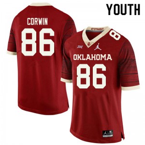 Youth Sooners #86 Finn Corwin Retro Red Jordan Brand Throwback Player Jersey 806560-850